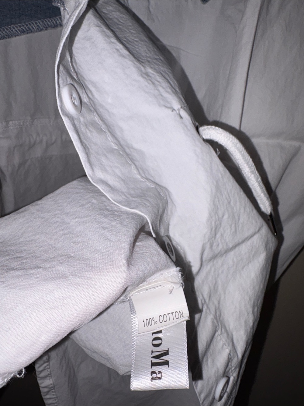 Denim-Trim White Colorblock Jacket - Picture 3 of 5